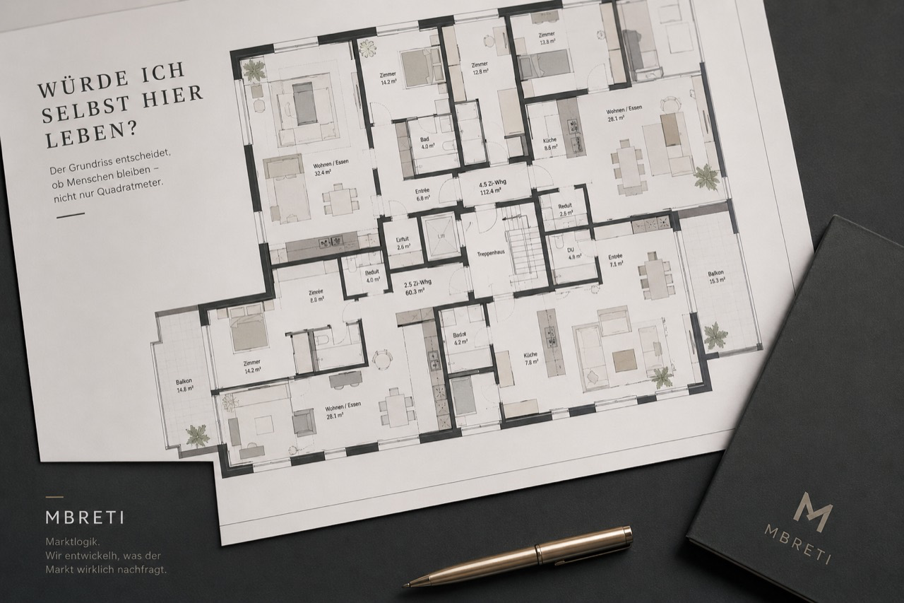 Architektonischer Grundriss eines Mehrfamilienhauses
